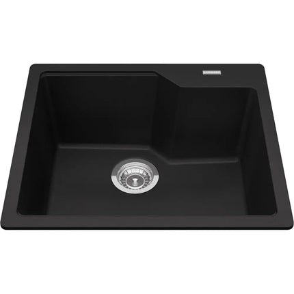 Kindred Granite Series 22" x 19.68" Drop In Single Bowl Granite Kitchen Sink in Matte Black MGSM2022-9MBK Kindred