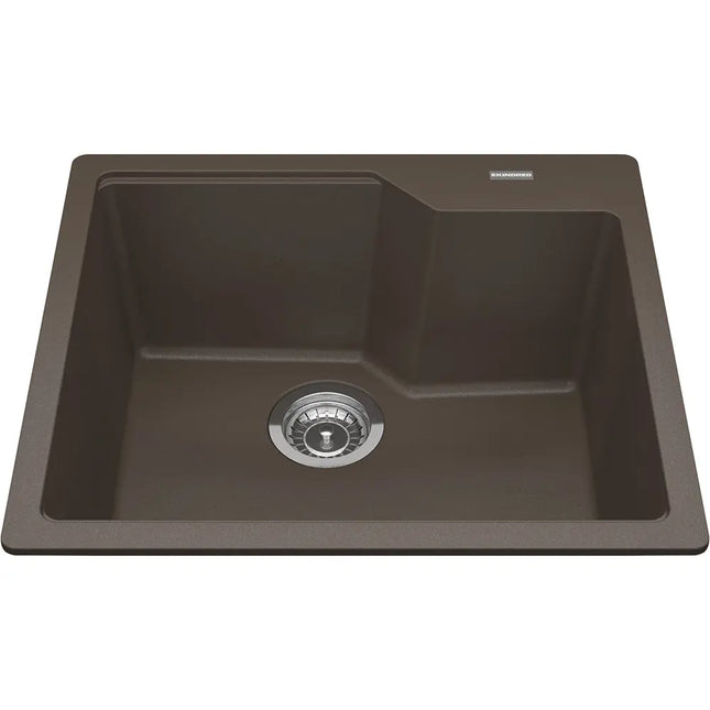 Kindred Granite 22" x 19.68" Drop-in Single Bowl Kitchen Sink Granite Storm MGSM2022-9SM Kindred