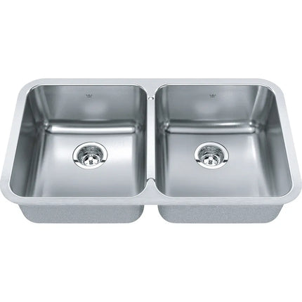 Kindred Steel Queen 30" x 17" Double Bowl Undermount 20 Gauge Kitchen Sink Stainless Steel QDUA1831-8 Kindred