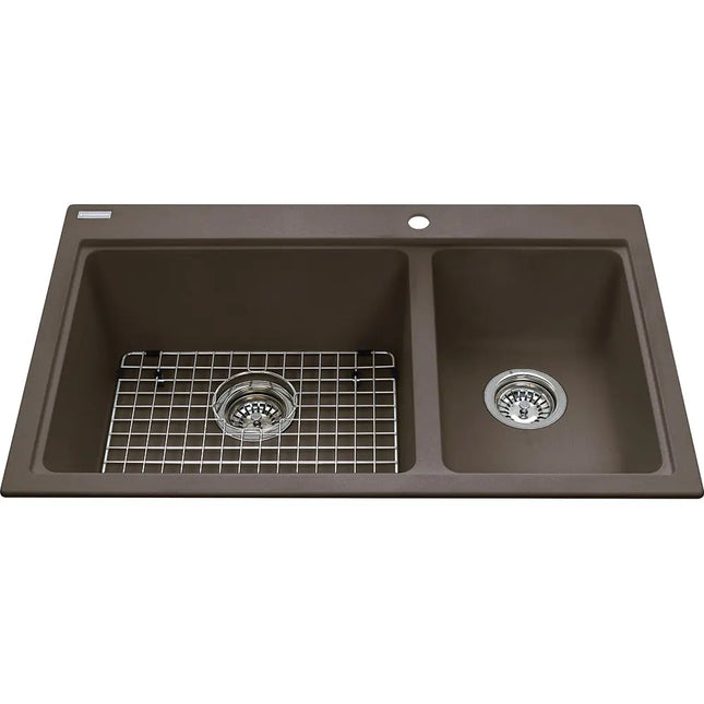 Kindred Mythos 31" x 20" Double Bowl Drop-in Granite Sink Granite Storm KGDC2031R-8SM Kindred