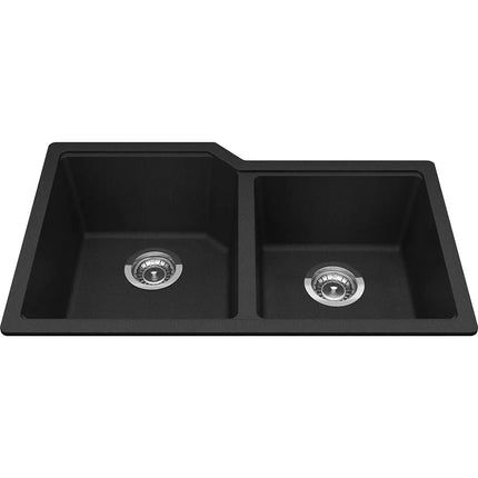 Kindred Granite 30.68" x 19.68" Undermount Double Bowl Kitchen Sink Onyx MGC2031U-9ON Kindred