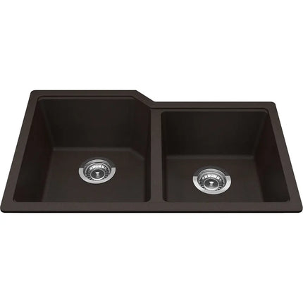 Kindred Granite 30.68" x 19.68" Undermount Double Bowl Kitchen Sink Mocha MGC2031U-9ES Kindred