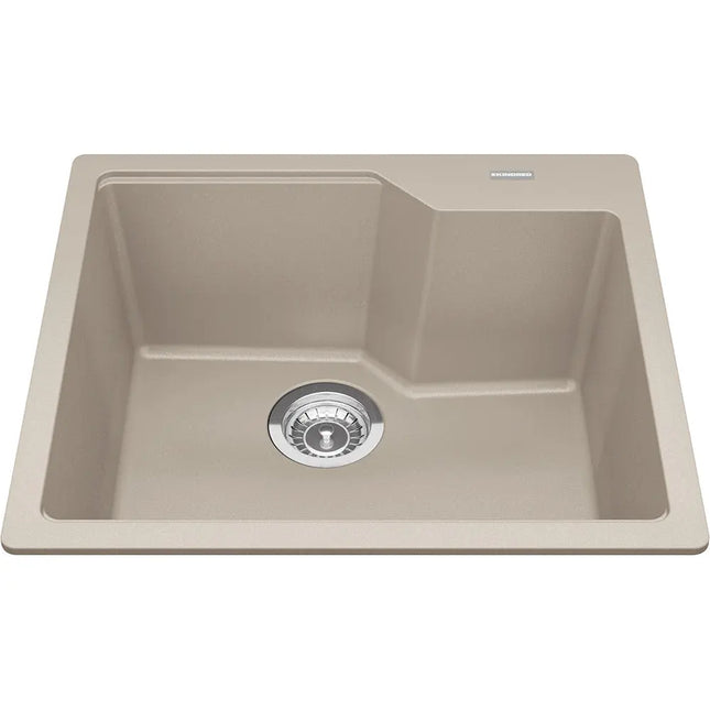 Kindred Granite Series 22" x 19.68" Drop In Single Bowl Granite Kitchen Sink in Champagne MGSM2022-9CHA Kindred