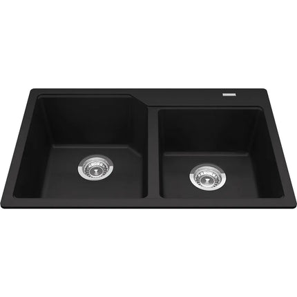 Kindred Granite Series 30.69" x 19.69" Drop in Double Bowl Granite Kitchen Sink in Matte Black MGCM2031-9MBK Kindred