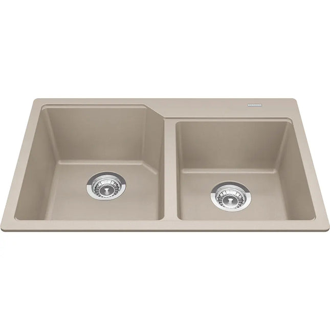 Kindred Granite Series 30.69" x 19.69" Drop In Double Bowl Granite Kitchen Sink in Champagne MGCM2031-9CHA Kindred