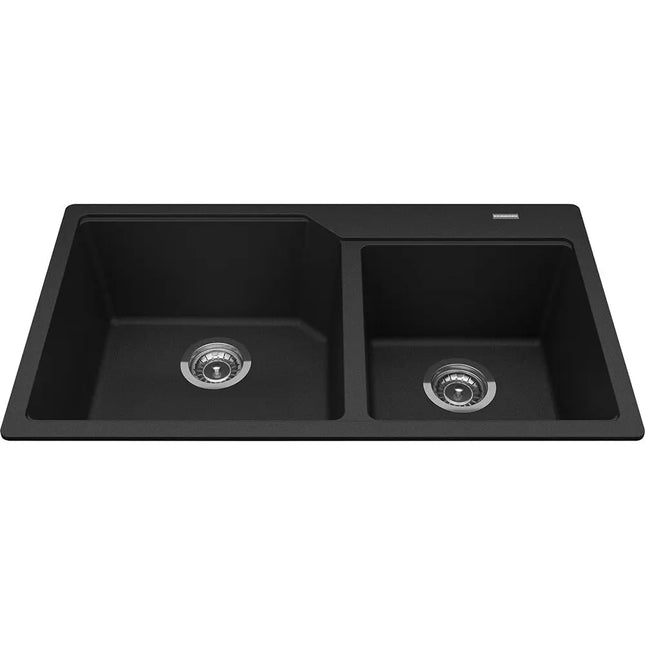 Kindred Granite 34" x 19.68" Drop-in Double Bowl Kitchen Sink Onyx MGCM2034-9ON Kindred