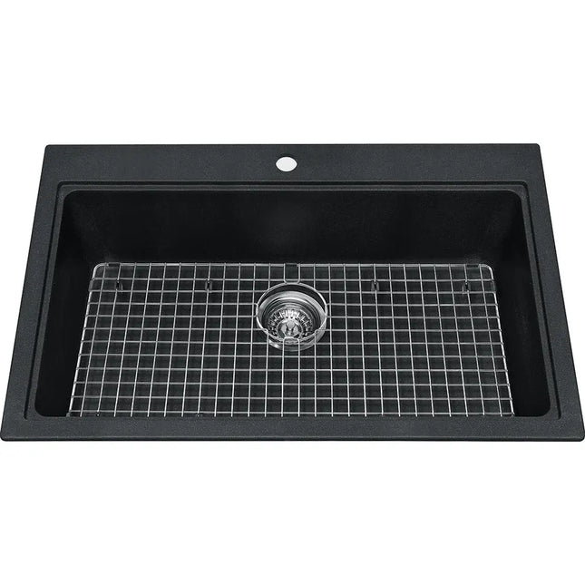 Kindred Mythos 31" x 20" Single Bowl Drop-in Granite Sink - Onyx KGSL2031-8ON Kindred