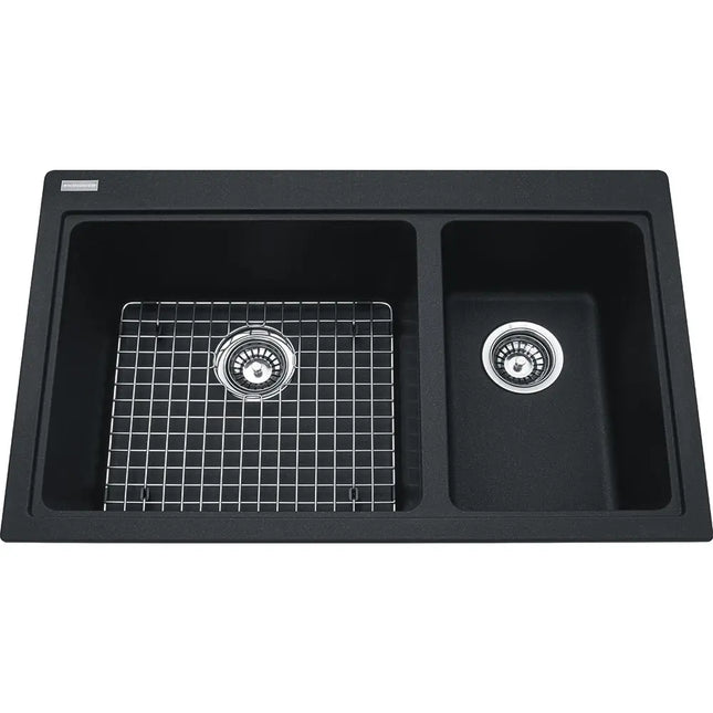 Kindred Mythos 31" x 20" Double Bowl Drop-In Granite Kitchen Sink, Onyx KGDC2031R-8ON Kindred