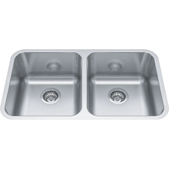 Kindred Reginox 30" x 17" Undermount Kitchen Sink, Double Bowls 18 Gauge Stainless Steel ND1831UA-9 Kindred