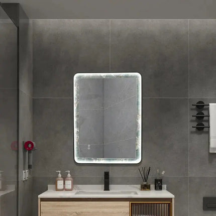 Kodaen Infinity Rd Singtered Stone Bathroom LED Vanity Mirror (Amazon Green Background) - LEDBMF217GSLAB LEDBMF217GSLAB Kodaen