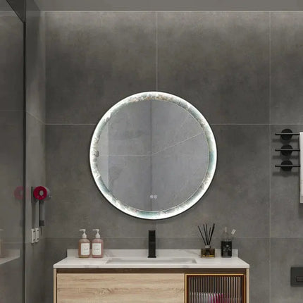 Kodaen Roundy Singtered Stone Bathroom LED Vanity Mirror (Amazon Green Background) LEDBMF624-GSLAB LEDBMF624-GSLAB Kodaen