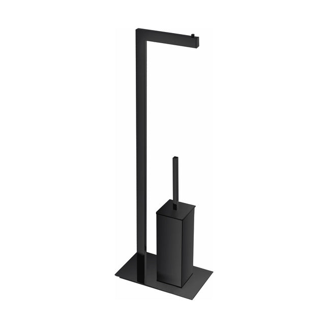 Aqua Piazza Free Standing Toilet Paper Holder With Toilet Brush – Matte Black Kube Bath