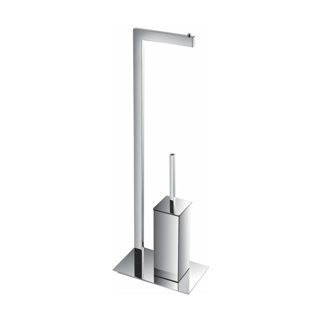 Kube Bath Aqua Piazza Free Standing Toilet Paper Holder With Toilet Brush – Chrome Kube Bath