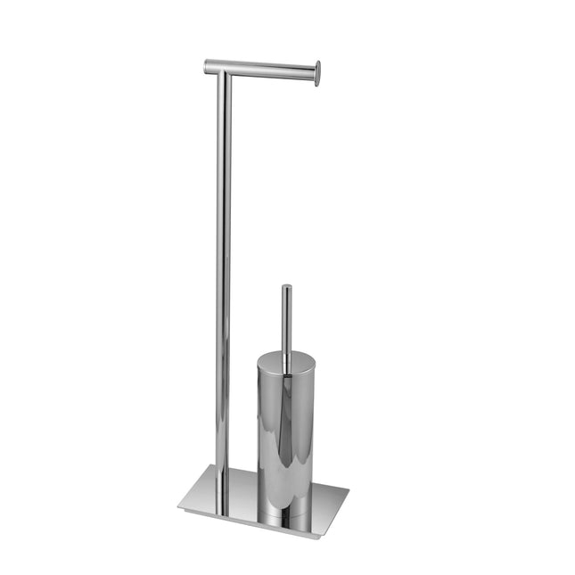 Kube Bath Aqua Rondo Free Standing Toilet Paper Holder With Toilet Brush – Chrome Kube Bath