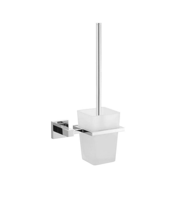 Kube Bath Aqua Piazza Toilet Brush With Frosted Glass Cup – Chrome Kube Bath