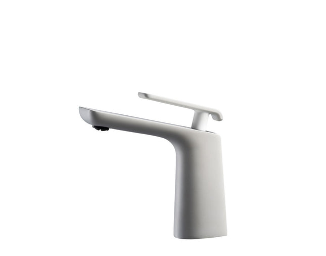 Kube Bath Aqua Adatto 7" Single Lever Bathroom Faucet – Matte White and Chrome Kube Bath