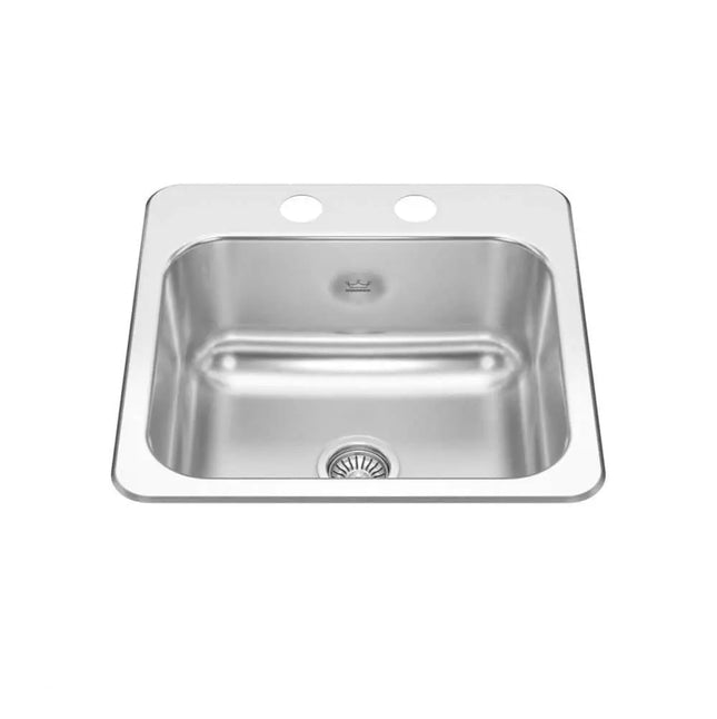 Kindred Creemore 15" x 15" Drop-in Single Bowl 2-Hole Stainless Steel Kitchen Sink CSLA1515-6-2CB Kindred
