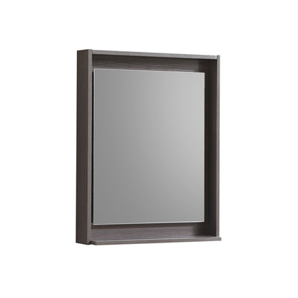 Kube Bath 24" Wide Framed Mirror With Shelf – Gray Oak Kube Bath