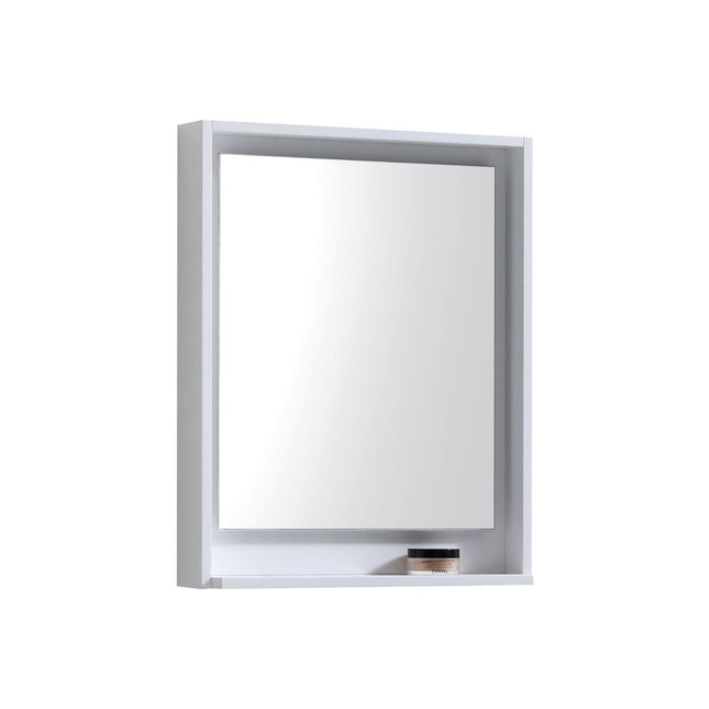 Kube Bath 24" Wide Framed Mirror With Shelf – High Gloss White Kube Bath