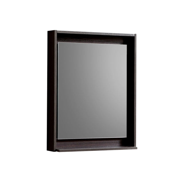 Kube Bath 24" Wide Framed Mirror With Shelf – High Gloss Gray Oak Kube Bath