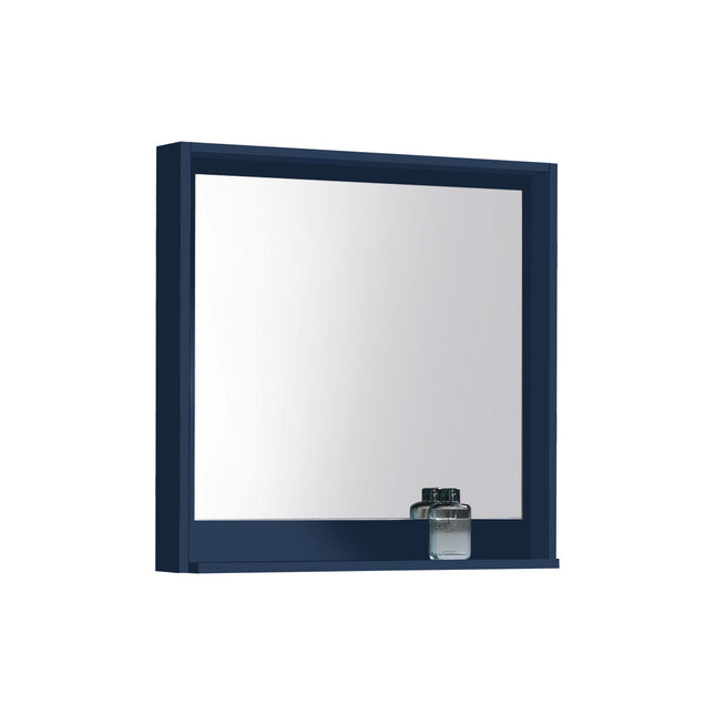 Kube Bath 30″ Wide Framed Mirror W/ Shelf – Gloss Blue Kube Bath