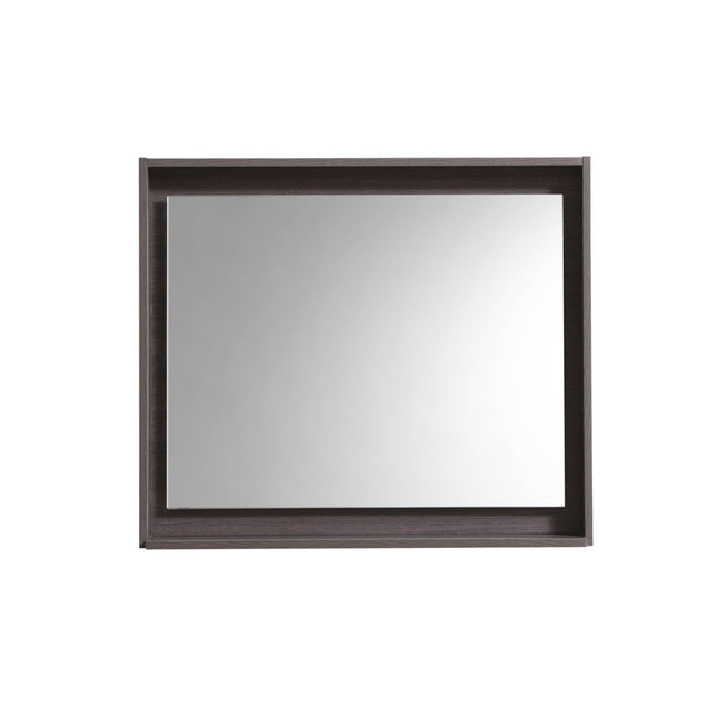 Kube Bath 30" Wide Framed Mirror With Shelf – Gray Oak Kube Bath