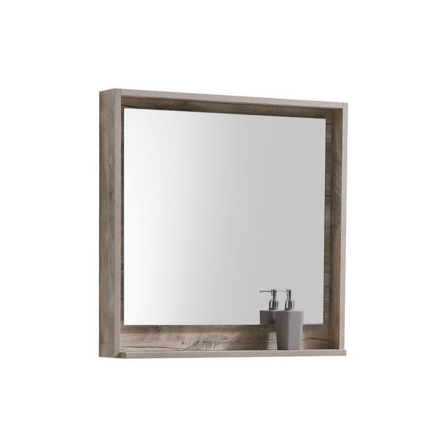 Kube Bath 30" Wide Framed Mirror With Shelf – Nature Wood Kube Bath