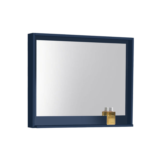 Kube Bath 36″ Wide Framed Mirror W/ Shelf – Gloss Blue Kube Bath