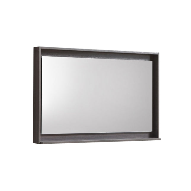 Kube Bath 36" Wide Framed Mirror With Shelf – Gray Oak Kube Bath