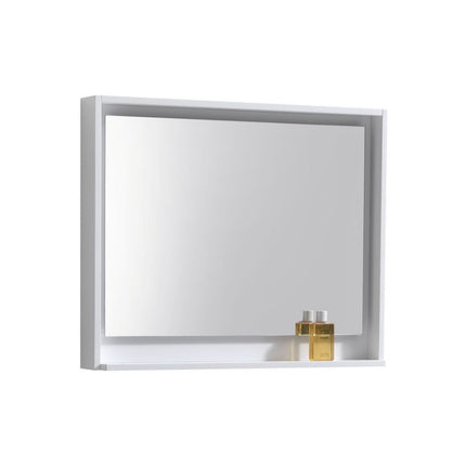 Kube Bath 36" Wide Framed Mirror With Shelf – High Gloss White Kube Bath