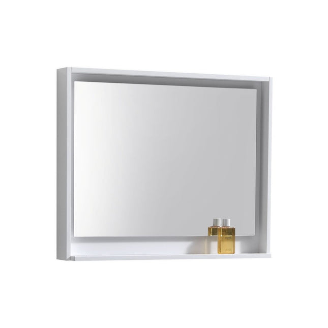 Kube Bath 36" Wide Framed Mirror With Shelf – High Gloss White Kube Bath