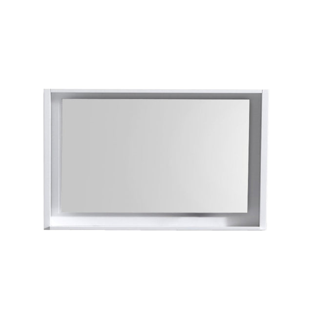 Kube Bath 40" Wide Framed Mirror With Shelf – High Gloss White Kube Bath