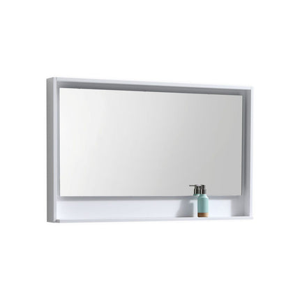 Kube Bath 48" Wide Framed Mirror With Shelf – High Gloss White Kube Bath