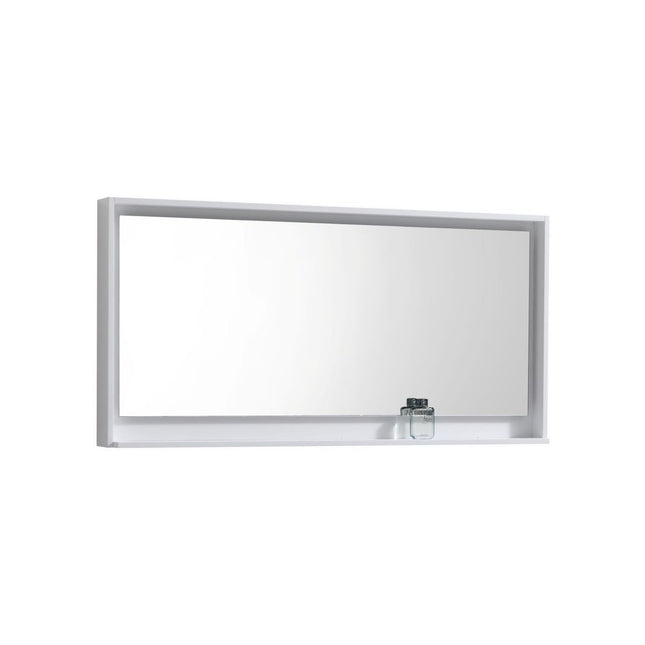 Kube Bath 60" Wide Framed Mirror With Shelf – High Gloss White Kube Bath