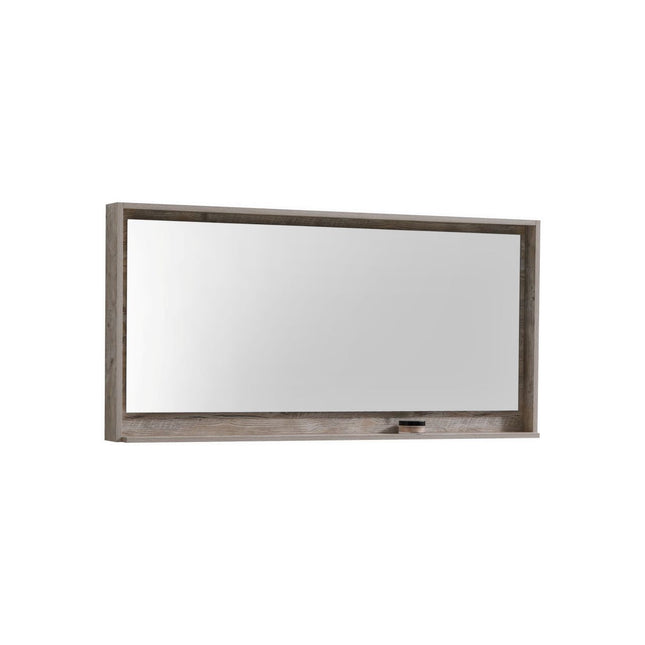 Kube Bath 60" Wide Framed Mirror With Shelf – Nature Wood Kube Bath