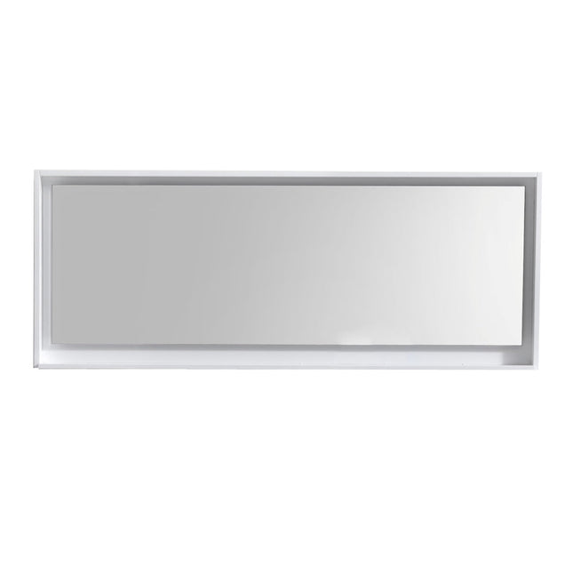 Kube Bath 70" Wide Framed Mirror With Shelf – High Gloss White Kube Bath