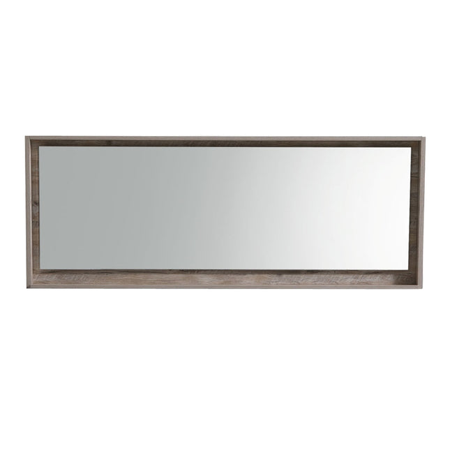 Kube Bath 70" Wide Framed Mirror With Shelf – Nature Wood Kube Bath