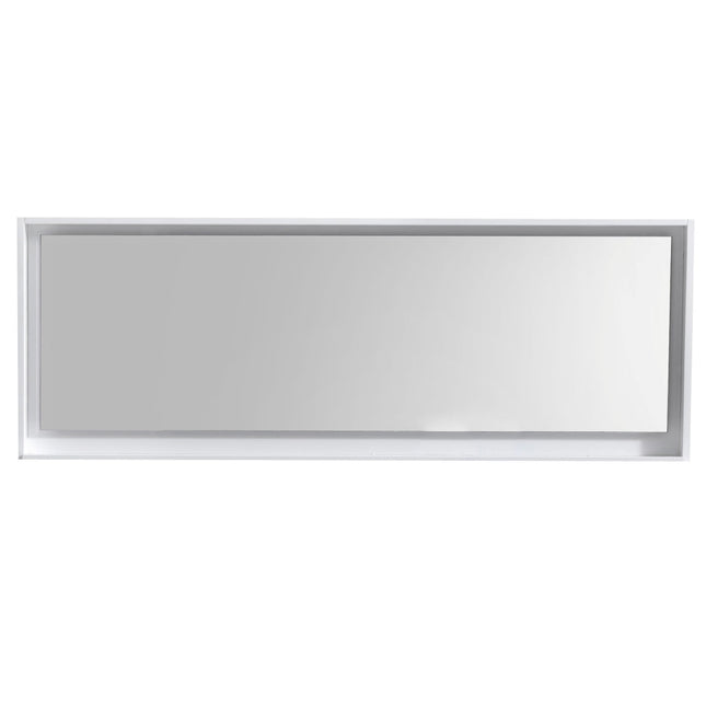 Kube Bath 80" Wide Framed Mirror With Shelf – High Gloss White Kube Bath