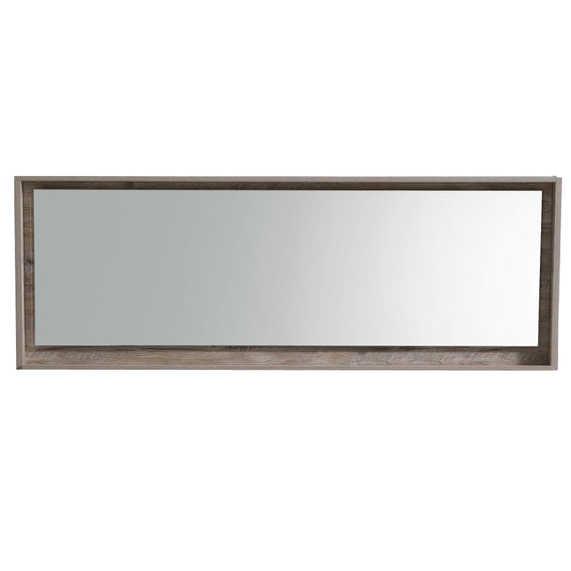 Kube Bath 80" Wide Framed Mirror With Shelf – Nature Wood Kube Bath