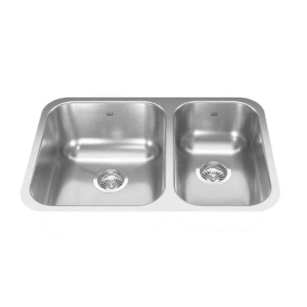 Kindred Reginox 26" x 17" Undermount Double Bowl Stainless Steel Kitchen Sink NDC1827RU-9 Kindred