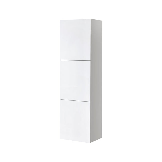 Kube Bath Bliss 18" x 59" Bathroom Acrylic Veneer Gloss White Linen Side Cabinet W/ 3 Large Storage Areas Kube Bath