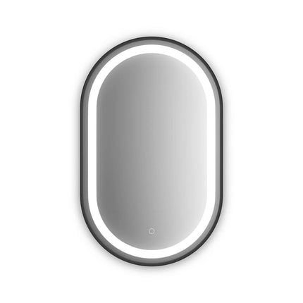 Kalia EFFECT 20" x 32" Oblong LED Illuminated Oblong Shape Black Frame Mirror with Frosted Strip and Touch-Switch for Color Temperature Control Kalia