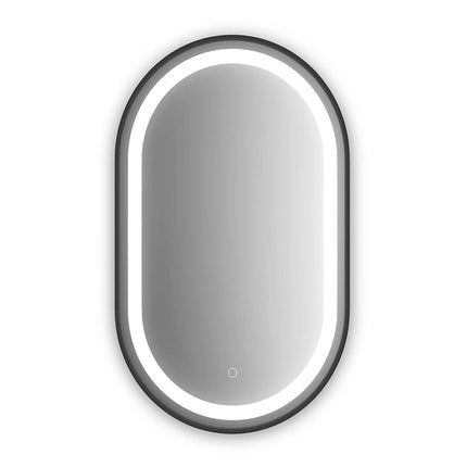 Kalia EFFECT 22" x 38" Oblong LED Illuminated Oblong Shape Black Frame Mirror with Frosted Strip and Touch-Switch for Color Temperature Control Kalia