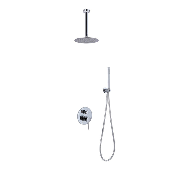 Kube Bath Aqua Rondo Shower Set With Ceiling Mount 8" Rain Shower and Handheld Chrome Kube Bath