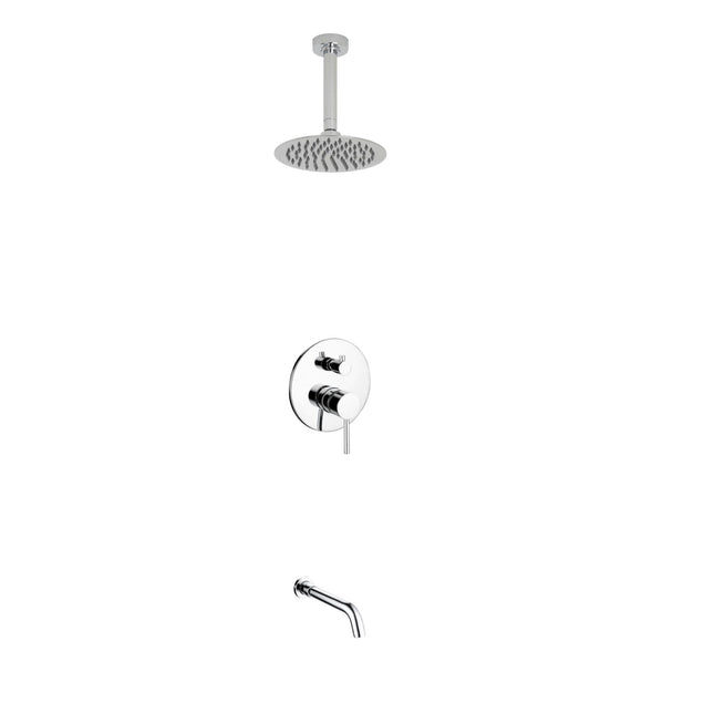 Kube Bath Aqua Rondo Shower Set With Ceiling Mount 8" Rain Shower and Tub Filler Chrome Kube Bath