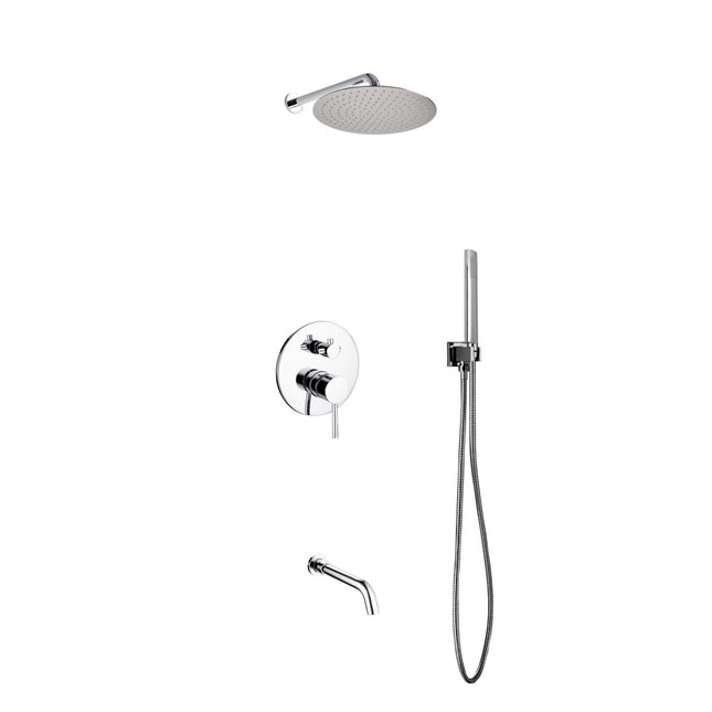 Kube Bath Aqua Rondo Shower Set With 12" Rain Shower, Handheld and Tub Filler Chrome Kube Bath