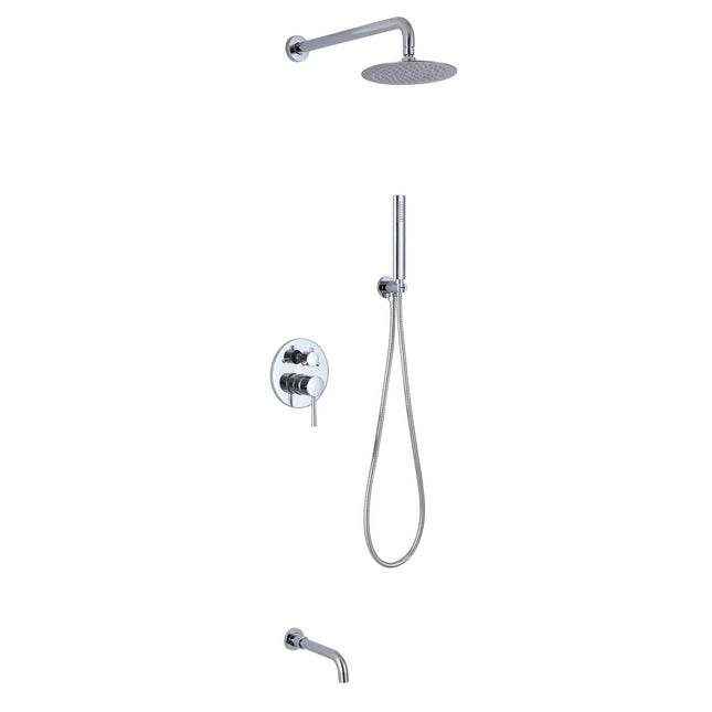 Kube Bath Aqua Rondo Shower Set With 8" Rain Shower, Handheld and Tub Filler Chrome Kube Bath