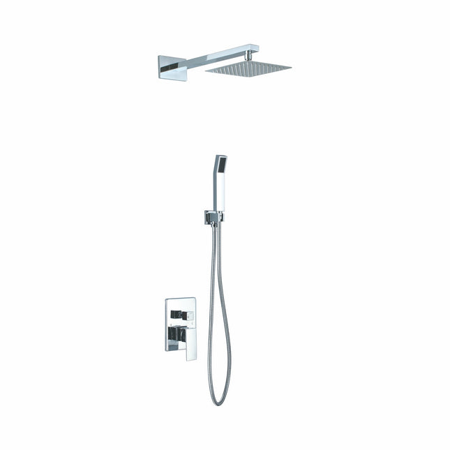 Kube Bath Aqua Piazza Shower Set With 8" Square Rain Shower and Handheld Chrome Kube Bath