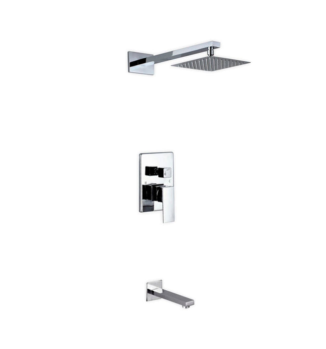 Kube Bath Aqua Piazza Shower Set With 8" Square Rain Shower and Tub Filler Chrome Kube Bath