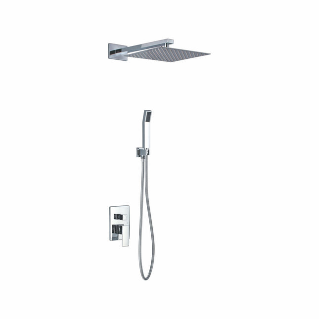 Kube Bath Aqua Piazza Shower Set With 12" Square Rain Shower and Handheld Chrome Kube Bath